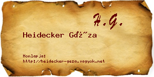 Heidecker Géza névjegykártya